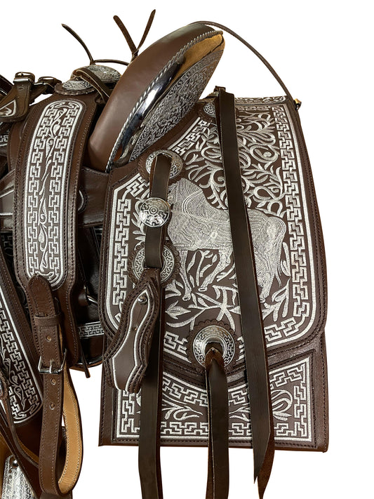 165 - Montura bordada con fuste en acero