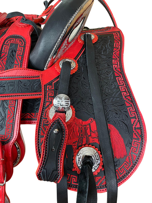 167 - Montura bordada con fuste en acero