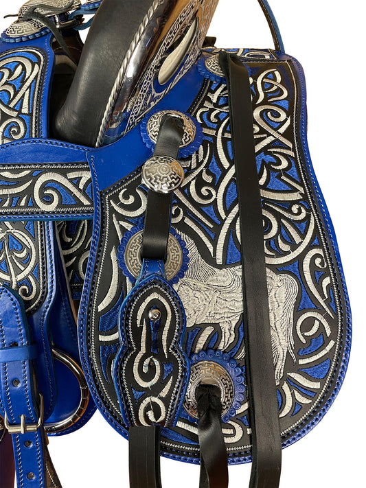 164 - Montura bordada con fuste en acero